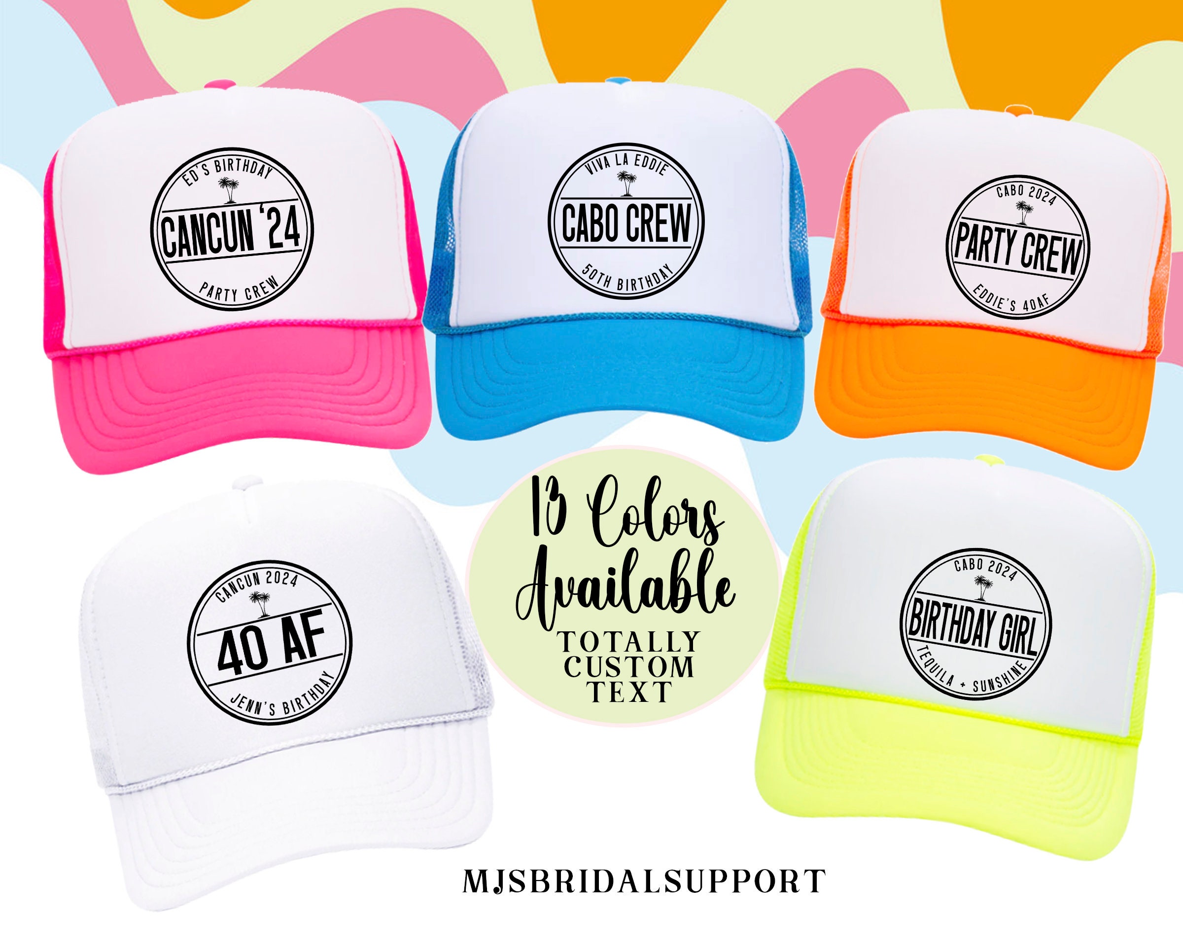 Birthday Squad Crew Hats | 13 Colors | Vacation and Birthday 40th Bday Turning 40 Vintage Retro 1984 | Cabo Cancun Squad Vintage Party Crew