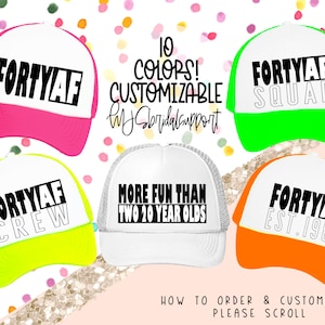 40 AF Squad Crew 40th Birthday Hats | 13 Colors to choose | Vacation Birthday 40 and Fabulous 40th Bday Turning 40 More Fun Than Est. 1982