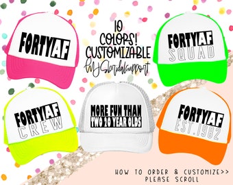 40 AF Squad Crew 40th Birthday Hats | 13 Colors to choose | Vacation Birthday 40 and Fabulous 40th Bday Turning 40 More Fun Than Est. 1982