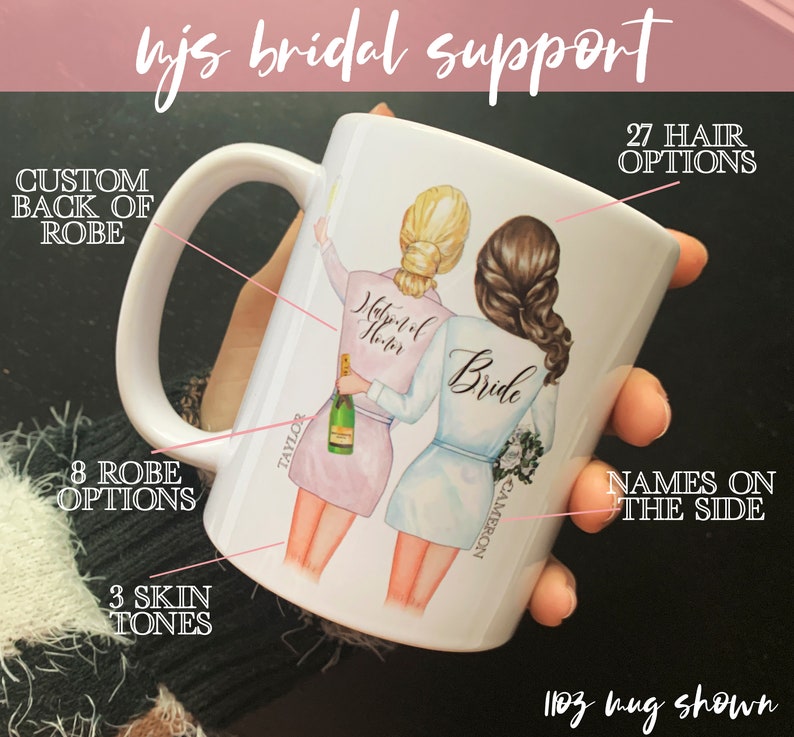 Custom Portrait BRIDESMAID Mugs / Bride With Bridal Party Etsy