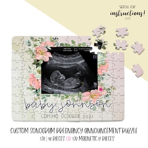 PREGNANCY Announcement PUZZLE Gender Neutral Baby coming Custom Date Grandma/Grandpa/Aunt/Uncle with Custom ULTRASOUND Photo