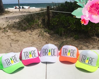 Neon Bachelorette Hats / Pineapple Trucker Hat / Bridal Party / Bridesmaids Maid of Honor / Vacation