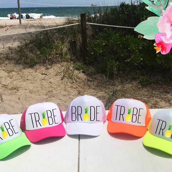 Neon Bachelorette Hats / Pineapple Trucker Hat / Bridal Party / Bridesmaids Maid of Honor / Vacation