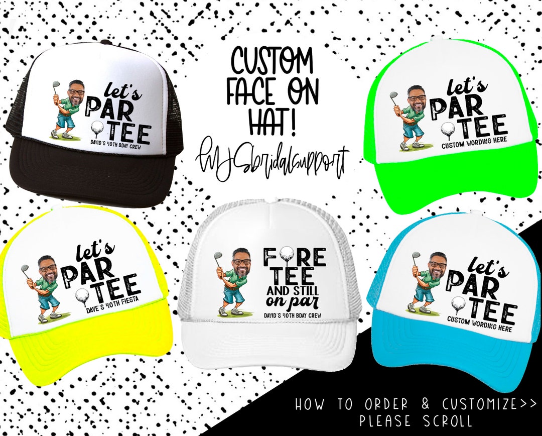 Birthday Golf Trucker Hats W/ CUSTOM Photo for Head GOLF Trip FUNNY With Bday Head Trip Crew