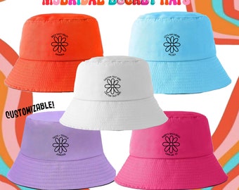 Retro Bachelorette Bucket Hat | 5 Colors to Choose | Daisy Theme With Custom Text on top and bottom | Groovy Font Totally Personalized