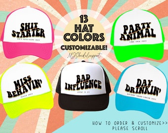 Funny Retro Trucker Birthday Hats | 13 Colors to choose | Vacation Birthday 40 AF 40th Bday Turning 40 30 21 Cancun Cabo Mexico CUSTOM text