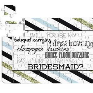 Puzzle Gift Will You Be My BRIDESMAID? Puzzle FUNNY Colorful Chevron Design 7x5 63 pieces Great Gift No Customization