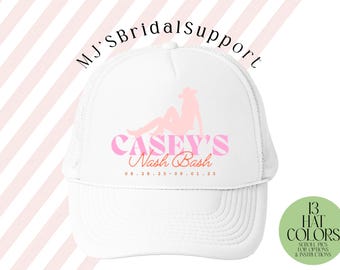 Nashville Bachelorette Trucker Hats | Cowgirl Theme Nash Country Club Bach Hat | Nashville Custom Text and Name | Last Rodeo Let's Get Rowdy