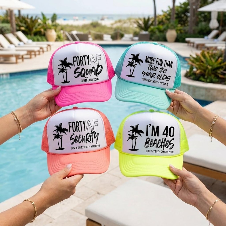 40 AF Squad Crew 40th Birthday Hats | 13 Colors | Vacation and Birthday 40th Bday Turning 40 Vintage Retro 1983 | Cabo Cancun Squad Vintage image 1