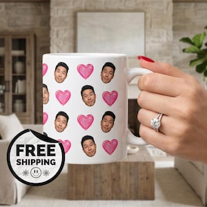 Face Mug - Boyfriend Husband Wife Girlfriend Mug - Seamless Pattern Face Mug - Birthday Gift - Valentines Day  Funny Gift Ideas Personalized