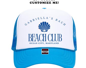 Birthday Beach Hats with Custom Text Seashell | 13 Colors | Vacation and Birthday Trip Trucker | 40th Birthday | Mexico Cabo Cancun Bday