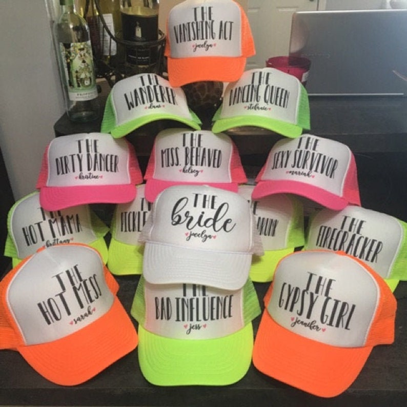 NEON Bachelorette Party Hat / TOTALLY CUSTOMIZABLE / Name and Etsy