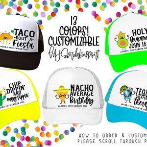 MEXICO Trucker hats / Party in Cabo Cancun / Birthday Beach Girls Trip / Funny Fiesta for Group 40 30 50 / Neon hats 13 colors Custom line