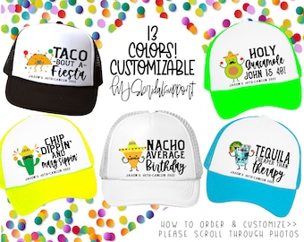 MEXICO Trucker hats / Party in Cabo Cancun / Birthday Beach Girls Trip / Funny Fiesta for Group 40 30 50 / Neon hats 13 colors Custom line