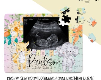 PREGNANCY Announcement PUZZLE with Custom Ultrasound Photo | Text is Totally Custom | Pregnancy Reveal For Parents | 12 piece or 48 piece