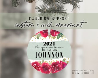 2021 Christmas ORNAMENT | The Year We Became Mr. & Mrs. Custom Last Name | Newlywed Gift Holidays | Small Keepsake Couple | 2020 Wedding