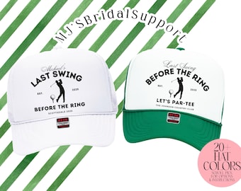 BACHELOR Golfing Hats Country Club Weekend Grooms Last Round Same Hole Forever Golf Theme Personalized Customized Trucker Hat Bachelor Party