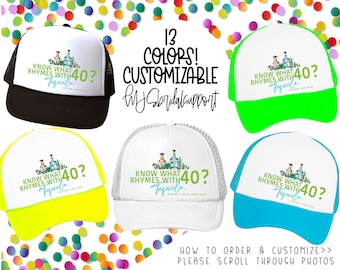 Mexico 40th Birthday Hats | 13 Colors to choose | Vacation 40th Bday Turning 40 Tequila Funny Crew Squad Mexico Cabo Forty AF Custom Line