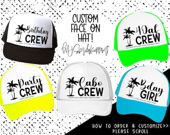 BIRTHDAY Trucker Hats | 13 Colors | Vacation and Birthday 40th Bday Turning 40 Vintage Cabo Mexico Vacation Crew | Beach NEON Colors Squad