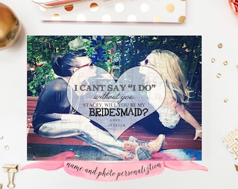 BRIDESMAID Proposal Puzzle / Will You Be My Bridesmaid or Maid of Honor custom photo puzzle with quote / personalized with your name