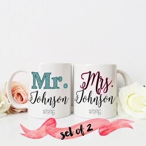 PERSONALIZED Mr. & Mrs. Coffee Mug / Newlywed Gift Wedding Bride Groom Custom 11 oz or 15 oz Ceramic Dishwasher Safe / Great Gift Quote