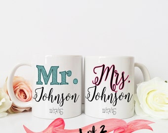 PERSONALIZED Mr. & Mrs. Coffee Mug / Newlywed Gift Wedding Bride Groom Custom 11 oz or 15 oz Ceramic Dishwasher Safe / Great Gift Quote