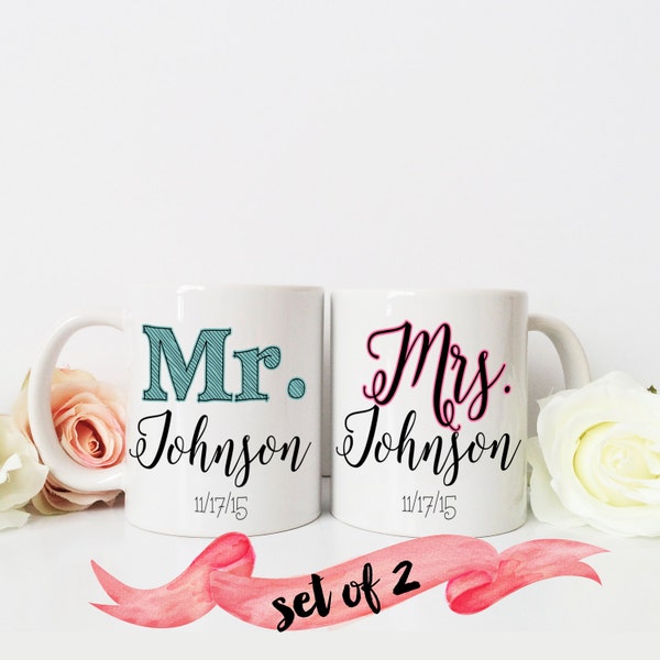 PERSONALIZED Mr. & Mrs. Coffee Mug / Newlywed Gift Wedding Bride Groom Custom 11 oz or 15 oz Ceramic Dishwasher Safe / Great Gift Quote