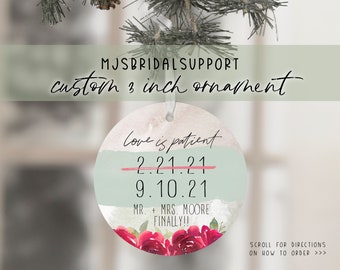 2021 Christmas ORNAMENT Just Married | Two DATES Mr & Mrs Custom Last Names Finally | 2020 Postponed Rescheduled Wedding | Newlywed Gift