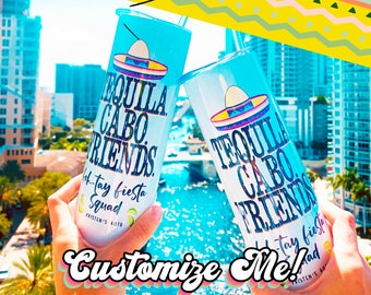 SKINNY TUMBER Mexican Fiesta | Birthday in Mexico | Cancun Cabo Fiesta Funny Birthday Mexican Theme | Tumbler for Mexico Group Drinking