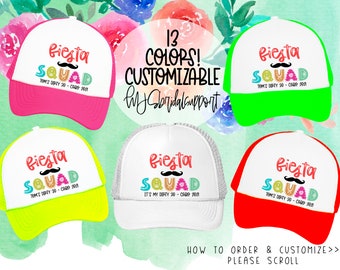 Fiesta Squad Birthday Mexico Trucker hats / Party in Mexico Cabo Cancun / Bday Beach Girls Trip / TOTALLY CUSTOM / Dirty 30, Fab 40