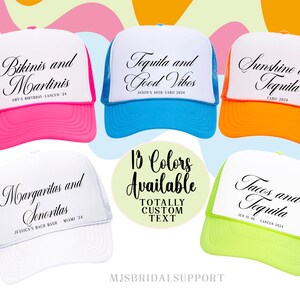 Tequila Sunshine Trucker Birthday Hats | 13 Colors | Vacation and Birthday 40th Bday Turning 40 Script Font | Cabo Cancun Squad Vintage