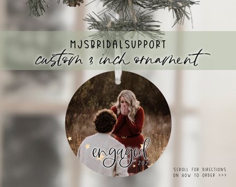 ORNAMENT ENGAGED Photo | Engagement Photo Xmas Tree Decoration | Christmas Gift | Future Mr Mrs Picture Photograph | Gold Stars