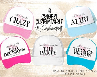 I'll BRING THE Funny Hats | Custom line on bottom - location, name, etc | 10 Colors | Hats for Vacation Birthday Girls Trip Bachelorette