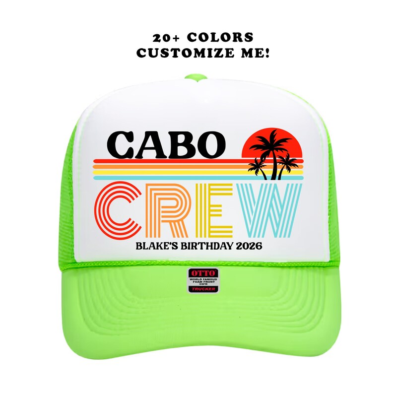Texte fait sur commande de chapeaux de soleil rétro | Mexique Beach vintage Fabriqué en | Camionneur Sunset des années 90 pour les vacances et les anniversaires | 40 ans 40 anniversaires amusants image 7