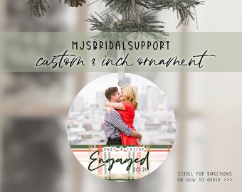 2022 ORNAMENT ENGAGED Photo | Engagement Photo Xmas Tree Decoration | Christmas Gift | Future Mr Mrs Picture Photograph | Plaid Banner