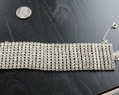 70s Diamond Rhinestone Wide Bracelet - 7 inches