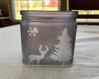 Winter scene votive candle holder - Candle Not Included