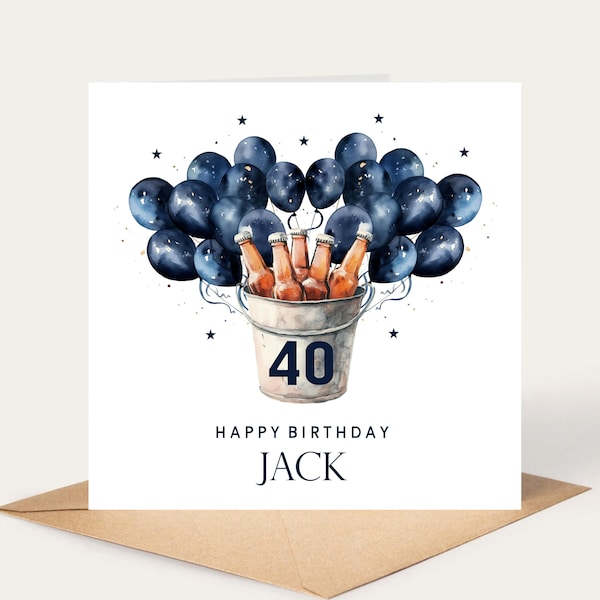 40th Birthday Card Male, For Him 40th Birthday Card, Personalised 40 Card, 40th Birthday Gift, Forty Birthday Card, 40th Birthday Card,