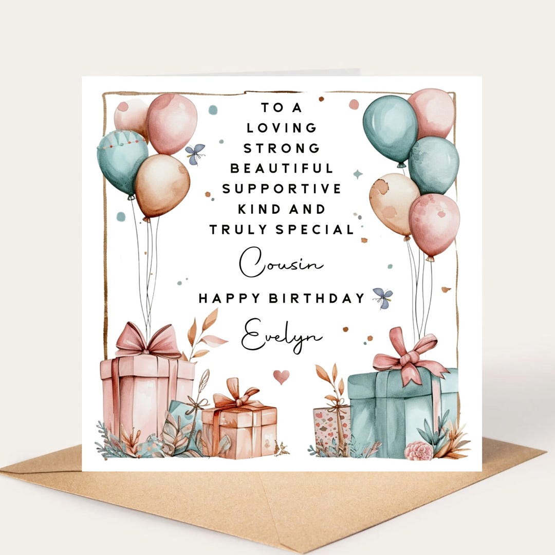 Cousin Birthday Card, Birthday Card for Cousin, Personalised Birthday ...