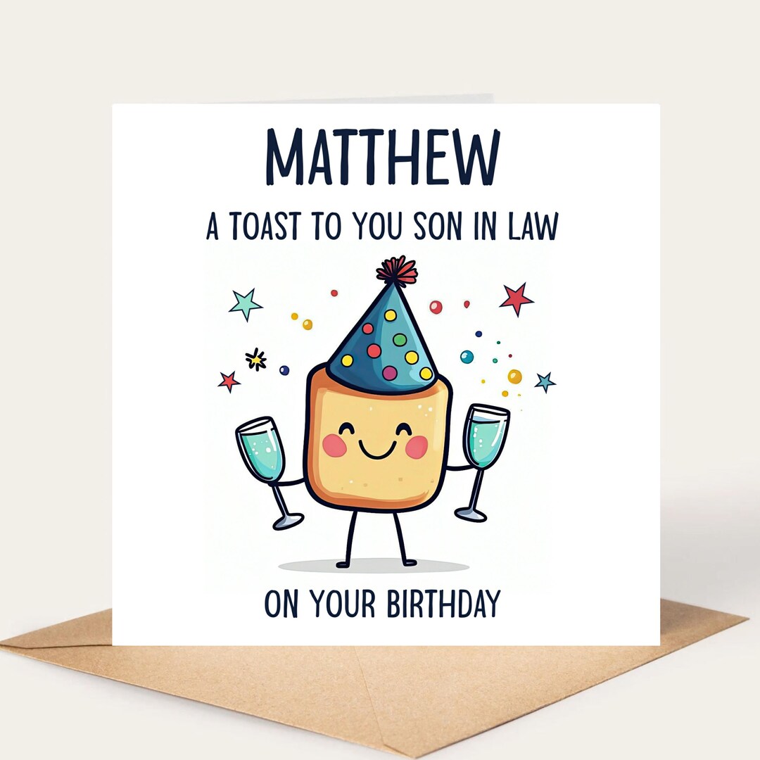 Son-in-law Birthday Card, Birthday Toast Card for Son in Law, Son-in ...