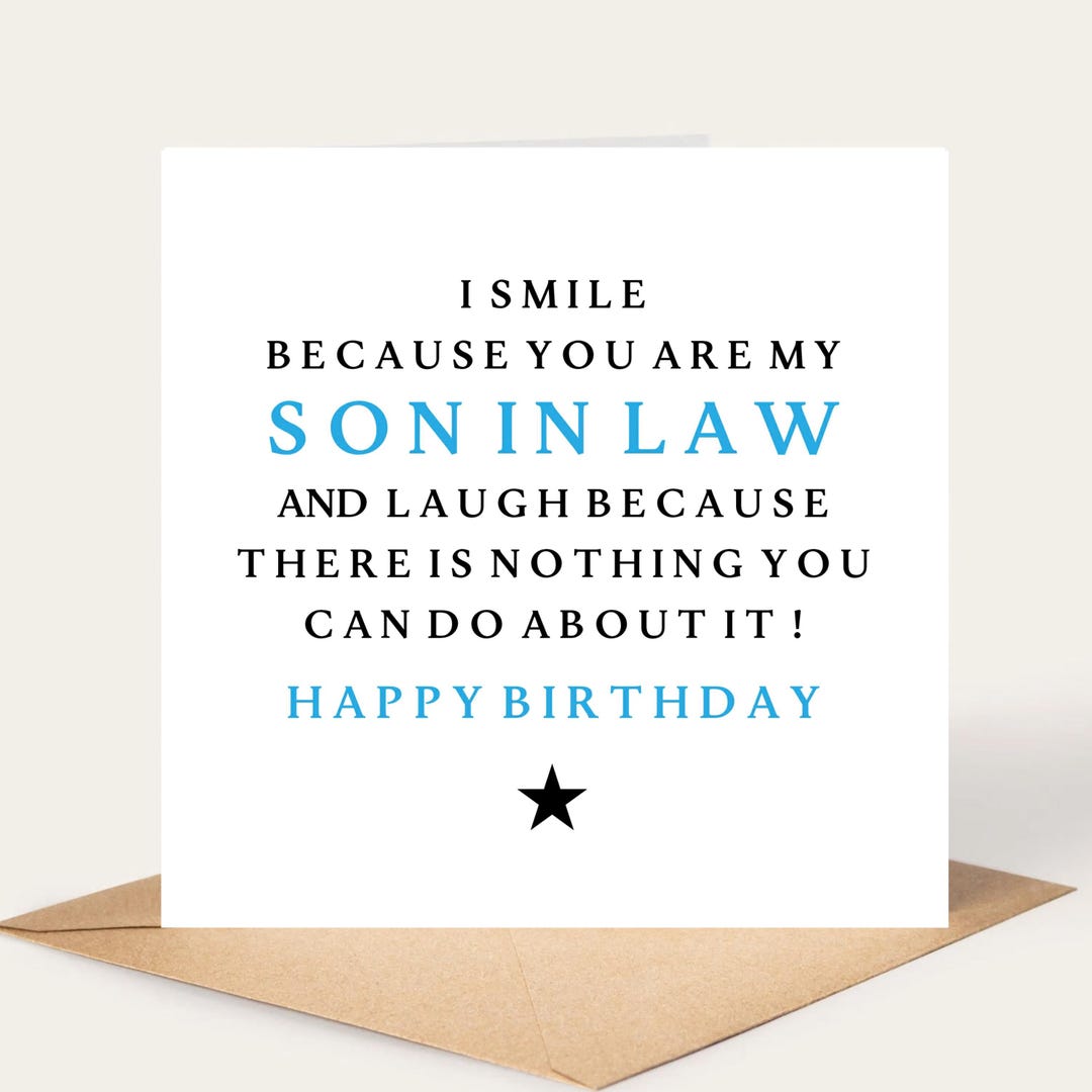 Son in Law Birthday Card, Fun Birthday Card for Son-in-law, - Etsy UK