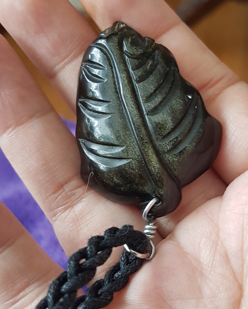 Golden Obsidian Pixiu Leaf necklace