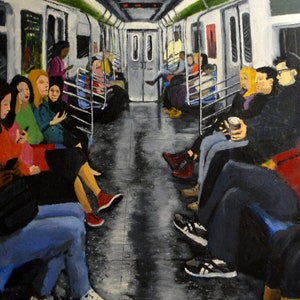 Subway Riders, NYC Subway, Subway Train, New York City, Painting