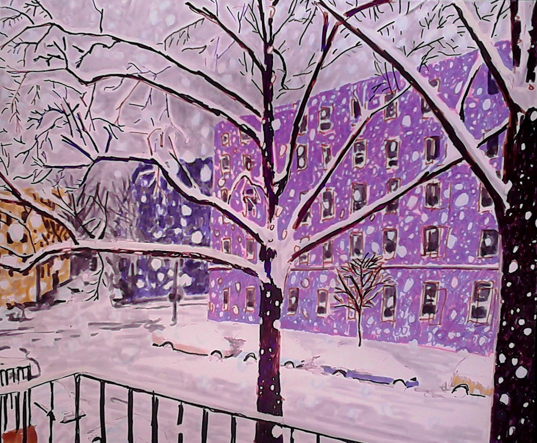 Bay Ridge Drawimg Bay Ridge Brooklyn, New York City, New York, Original Drawing, Violet ...