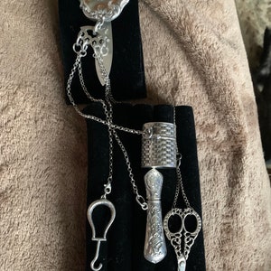 Rare Victorian Ladies Chatelaine in hallmarked sterling silver