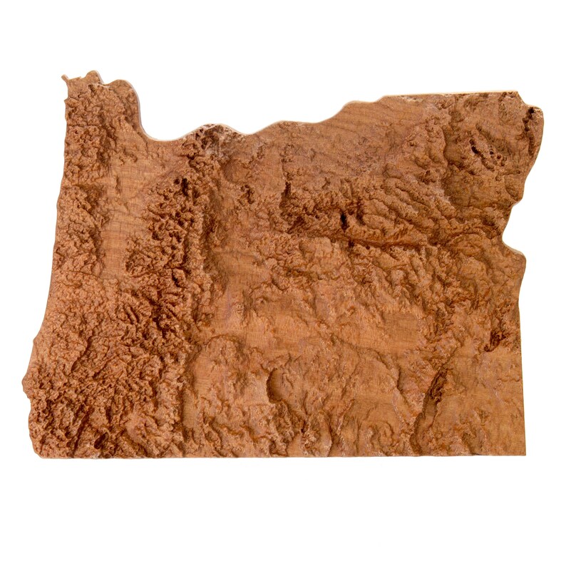 Wooden Topographic Map of Oregon 3d Map Wood Geographic Wall Etsy