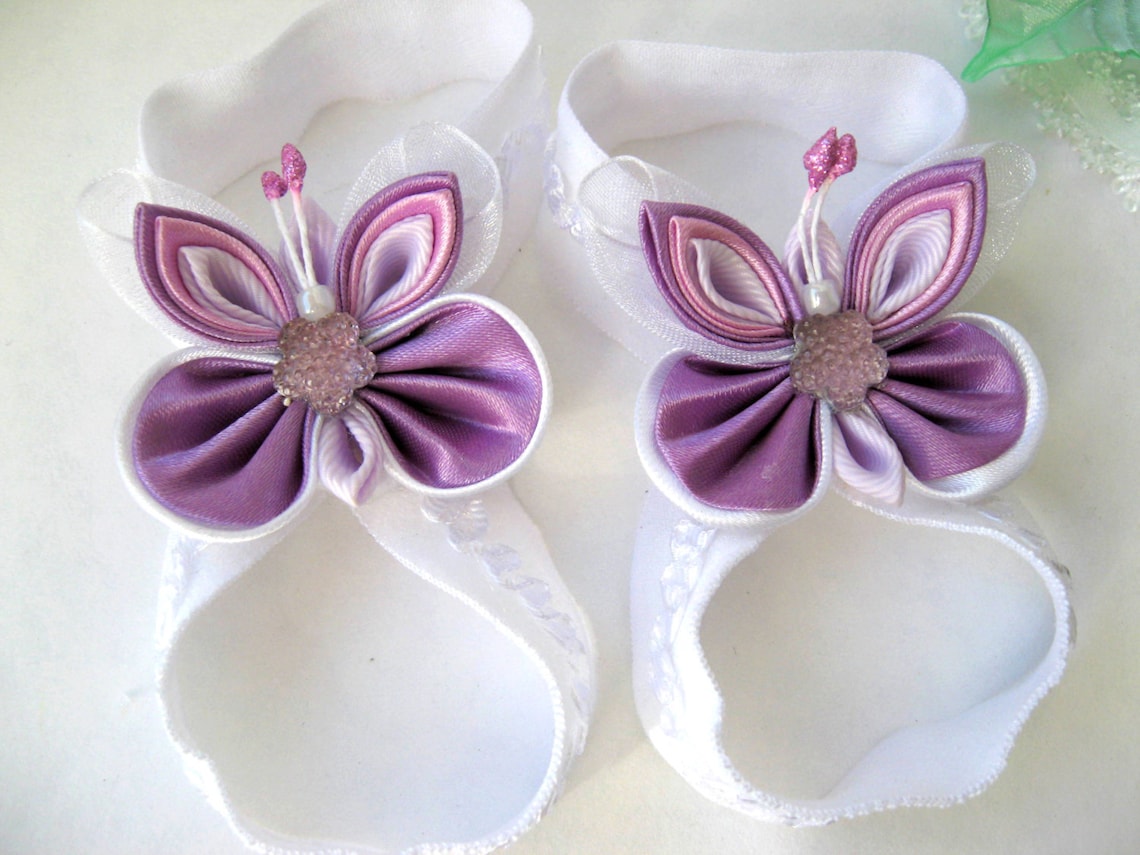 Infant headband and Baby barefoot sandals Set for baby. Etsy