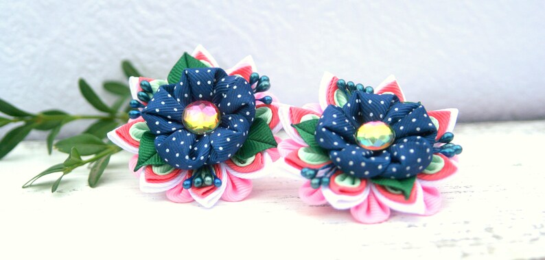 Arco De Pelo Clip Pin Aligator Chica clips de Cinta de Grogrén flores niña