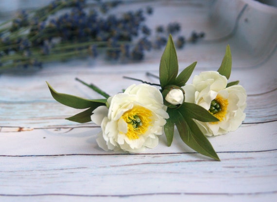 White Peony Hairpin Flower Set 3 Bridal Hair Flowers Ivory Etsy White Peony Hairpin Flower Set 3 Bridal Hair Flowers Ivory Etsy
