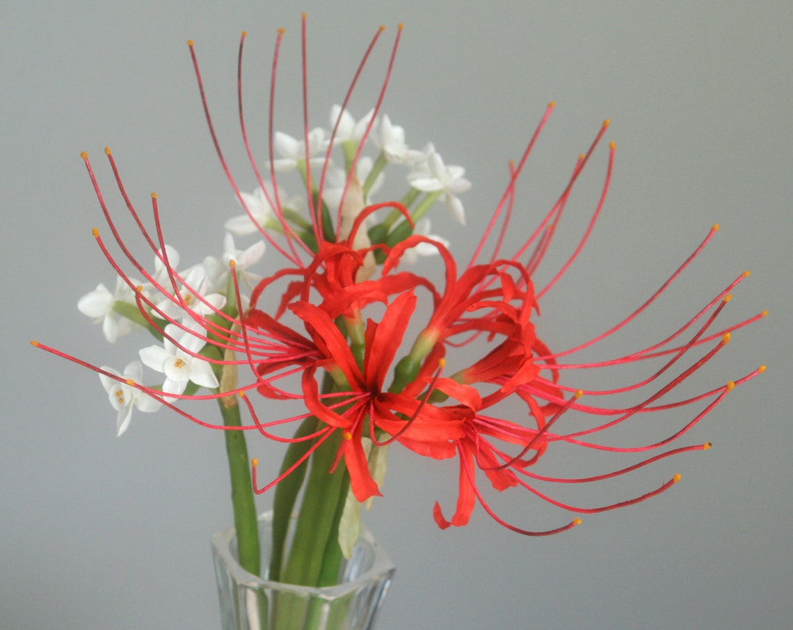 Spider Lilies Fake Flowers Realistic Red Lycoris Faux Flower Etsy